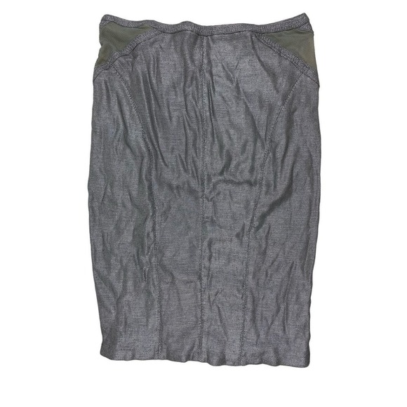 Donna Karan Collection M Silver Gray Metallic Stretch Midi Skirt - Picture 3 of 5